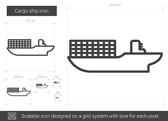 Image showing Cargo ship line icon.