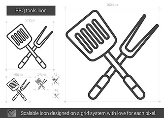 Image showing BBQ tools line icon.