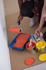 Image showing painters prepare color for painting