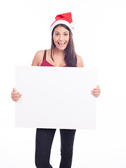 Image showing Christmas blank sign woman