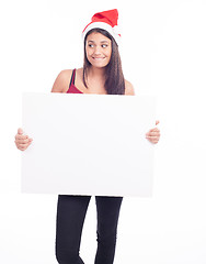 Image showing Christmas blank sign woman