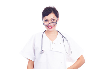 Image showing Portrait of beautiful laughing female doctor