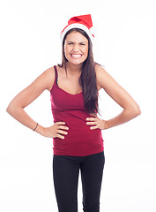 Image showing beautiful sexy woman in santa hat 