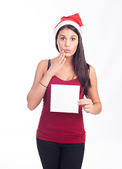 Image showing Christmas blank sign woman