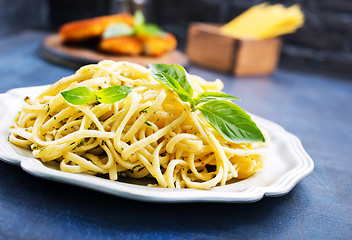 Image showing spaghetty with pesto