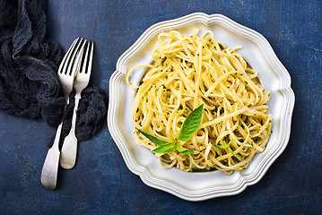 Image showing spaghetty with pesto