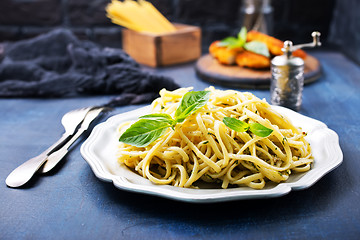 Image showing spaghetty with pesto