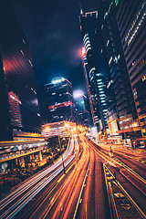 Image showing Street traffic in Hong Kong at night