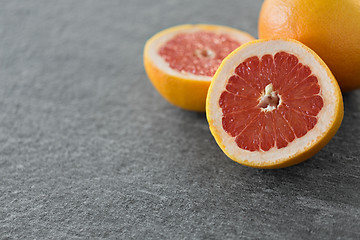 Image showing close up of fresh juicy grapefruits