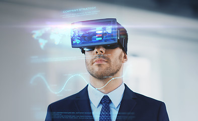 Image showing businessman with virtual reality headset at office