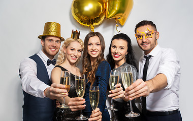 Image showing happy friends with champagne glasses at party