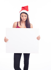 Image showing Christmas blank sign woman