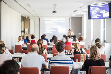 Image showing Academic presentation in lecture hall at university.