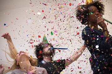 Image showing confetti party multiethnic group of people