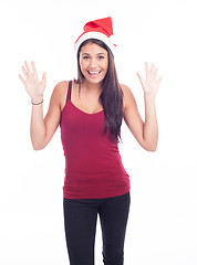 Image showing beautiful sexy woman in santa hat 
