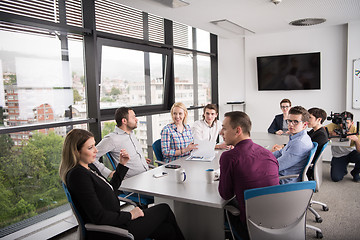 Image showing Group of young people meeting in startup office