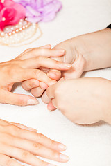 Image showing Manicure of nails from a woman\'s hands before applying nail polish