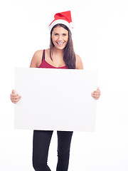 Image showing Christmas blank sign woman