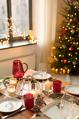 Image showing table served for christmas dinner at home