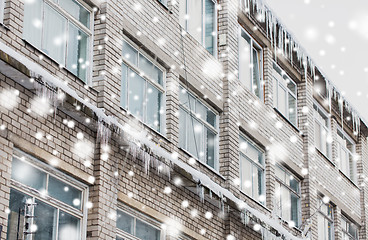 Image showing icicles on building or living house facade