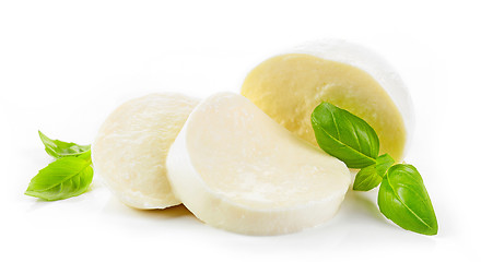 Image showing Mozzarella cheese on white background