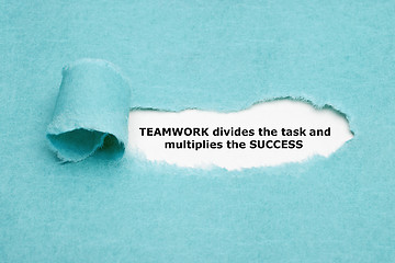 Image showing Teamwork Divides Task And Multiplies Success