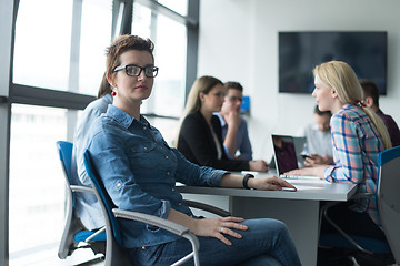 Image showing Business Team At A Meeting at modern office building