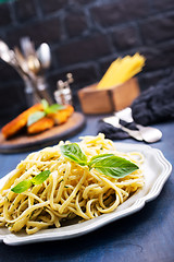 Image showing spaghetty with pesto