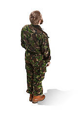 Image showing Young army soldier wearing camouflage uniform isolated on white