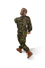 Image showing Young army soldier wearing camouflage uniform isolated on white