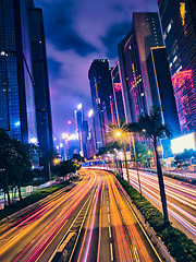 Image showing Street traffic in Hong Kong at night