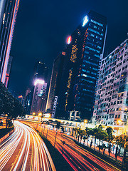 Image showing Street traffic in Hong Kong at night