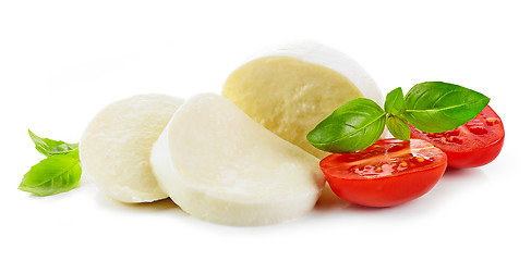 Image showing Mozzarella cheese on white background