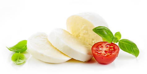 Image showing Mozzarella cheese on white background