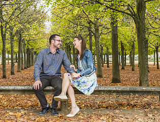 Image showing Happy Couple in a Park in Autumn