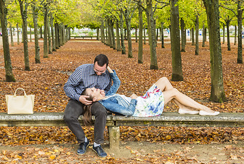 Image showing Romantic Couple in a Park in Autumn