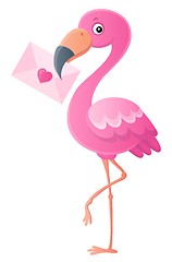 Image showing Flamingo with love letter topic 1