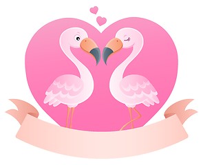 Image showing Valentine flamingos topic image 5