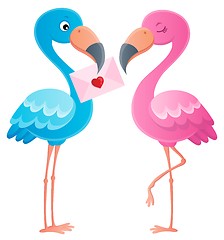 Image showing Valentine flamingos topic image 3