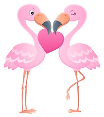 Image showing Valentine flamingos topic image 7