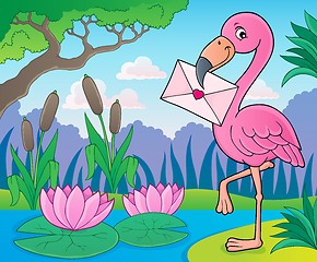 Image showing Flamingo with love letter theme 2