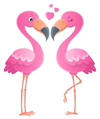 Image showing Valentine flamingos topic image 1