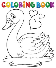 Image showing Coloring book Valentine swan theme 1