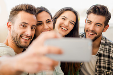 Image showing A selfie with friends