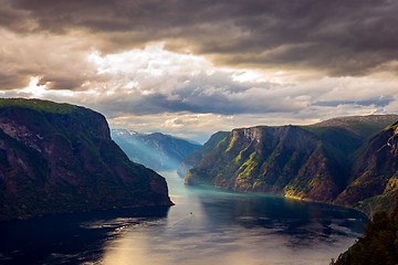 Image showing Beautiful Nature Norway Stegastein Lookout.