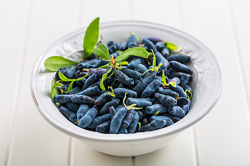 Image showing Delicious and healthy honeyberry (lonicera)