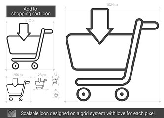 Image showing Add to shopping cart line icon.