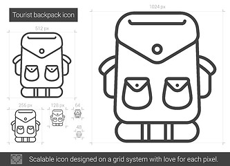 Image showing Tourist backpack line icon.