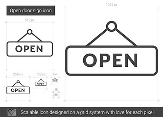 Image showing Open door sign line icon.