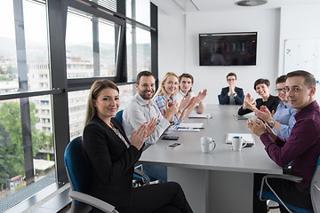 Image showing Group of young people meeting in startup office